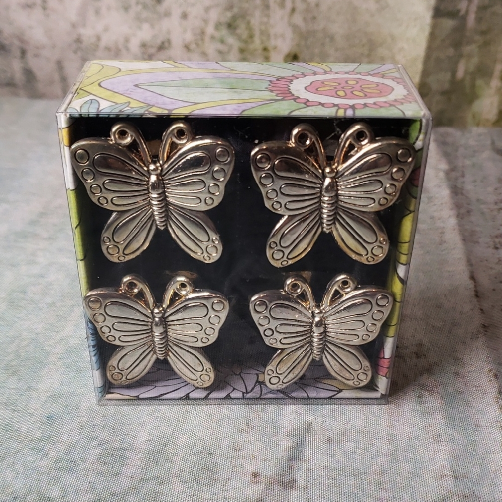 Silver Butterfly Napkin Rings – Set of 4